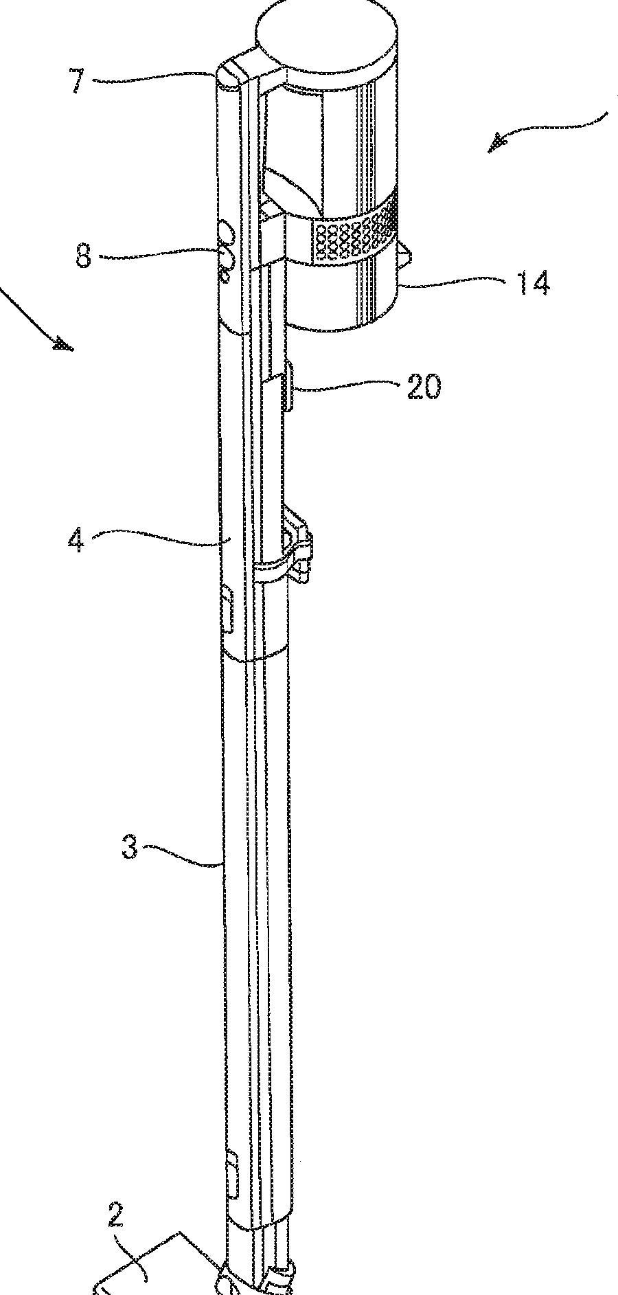 A patent drawing with numbered callouts pointing at its parts.