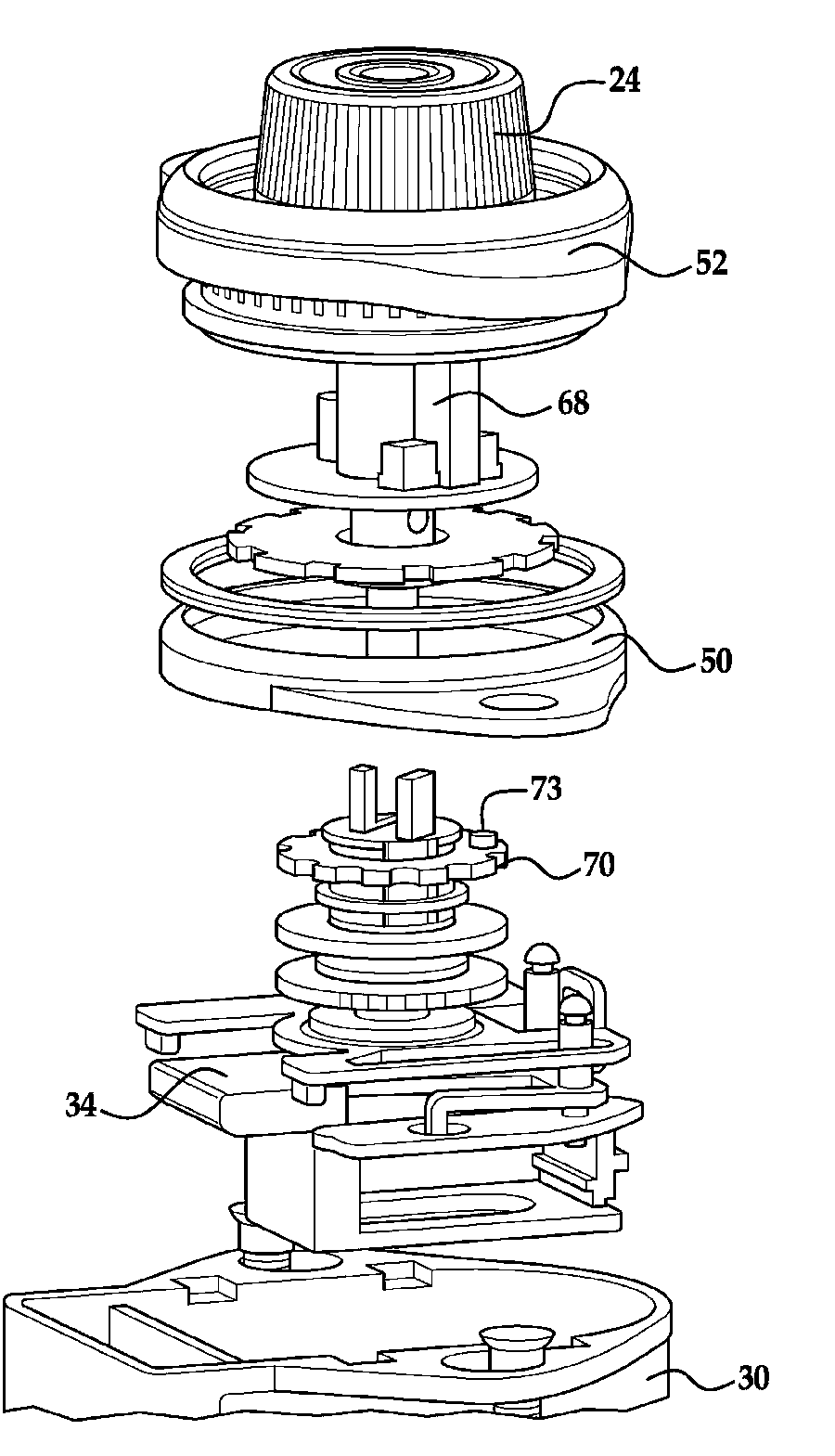 A patent drawing with numbered callouts pointing at its parts.